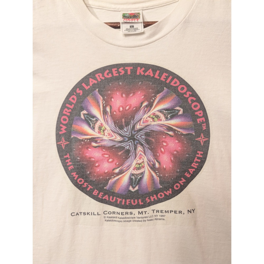 Fruit of the Loom T-Shirt Mens L White Vintage 97 Kaleidoscope NY Tee